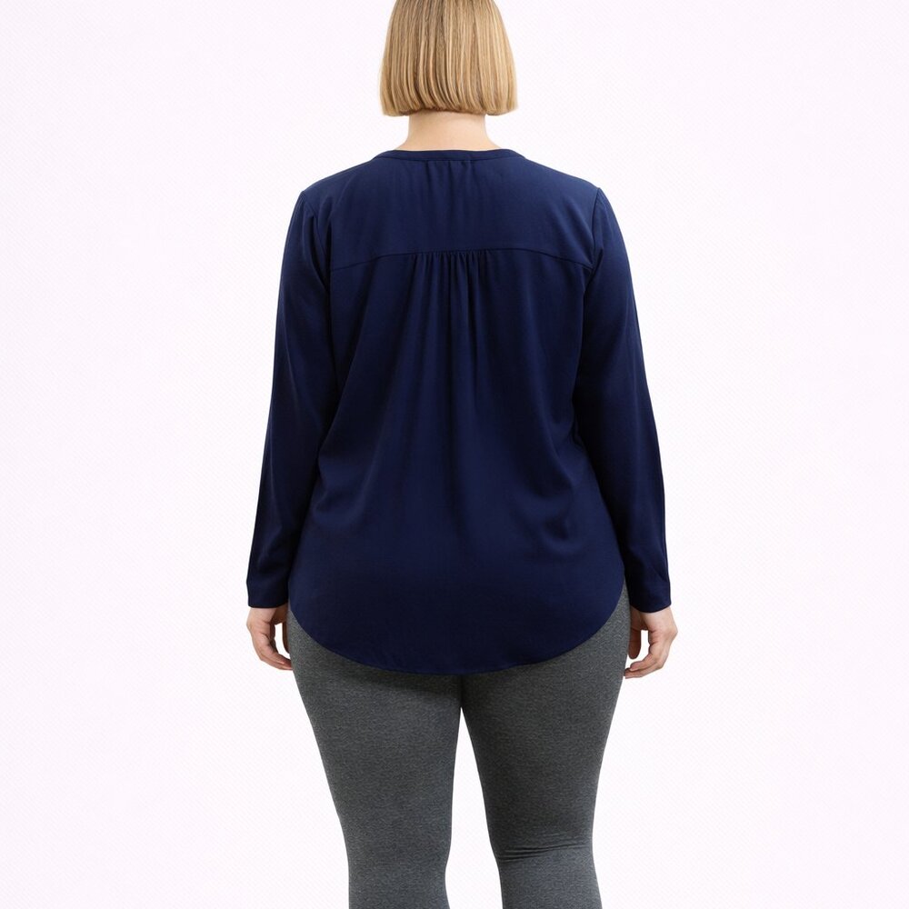 Pleione Navy Blue Blouse Size Small | Chic Everyday Essential NWT - Picture 2 of 7